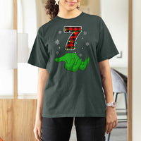Number 7 Matching 67 Christmas T Shirt For Women Red Plaid Xmas Pajamas Holiday Gen Alpha Slang Meme - Wonder Print Shop