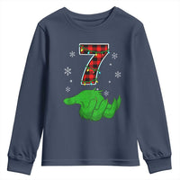 Number 7 Matching 67 Christmas Youth Sweatshirt Red Plaid Xmas Pajamas Holiday Gen Alpha Slang Meme - Wonder Print Shop