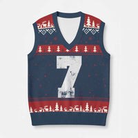 Number 7 V-Neck Knit Sweater Vest Matching 67 Meme 7th Birthday 7 Years - Wonder Print Shop