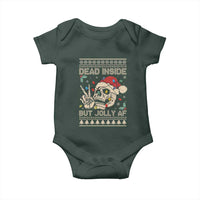 Funny Ugly Christmas Baby Onesie Dead Inside But Jolly AF Festive Sarcastic Snarky Skeleton Skull