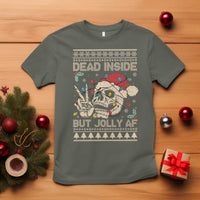 Funny Ugly Christmas T Shirt Dead Inside But Jolly AF Festive Sarcastic Snarky Skeleton Skull - Wonder Print Shop
