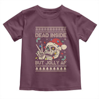 Funny Ugly Christmas Toddler T Shirt Dead Inside But Jolly AF Festive Sarcastic Snarky Skeleton Skull