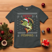 Fishing Christmas T Shirt Merry Fishmas Bass Fish Ugly Sweater - Wonder Print Shop