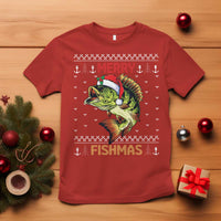 Fishing Christmas T Shirt Merry Fishmas Bass Fish Ugly Sweater - Wonder Print Shop