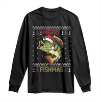 Fishing Christmas Long Sleeve Shirt Merry Fishmas Bass Fish Ugly Sweater