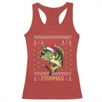 Fishing Christmas Racerback Tank Top Merry Fishmas Bass Fish Ugly Sweater