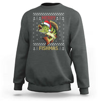 Fishing Christmas Sweatshirt Merry Fishmas Bass Fish Ugly Sweater - Wonder Print Shop