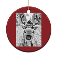 Funny Reindeer Selfie Christmas Ornament - Wonder Print Shop