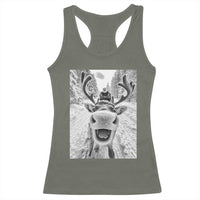 Funny Reindeer Selfie Christmas Racerback Tank Top