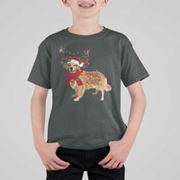 Golden Retriever Christmas T Shirt For Kid Gift for Dog Lover Happy New Year Xmas Lights - Wonder Print Shop