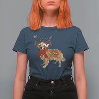 Golden Retriever Christmas T Shirt For Women Gift for Dog Lover Happy New Year Xmas Lights - Wonder Print Shop