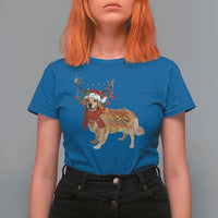 Golden Retriever Christmas T Shirt For Women Gift for Dog Lover Happy New Year Xmas Lights - Wonder Print Shop