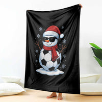 Christmas Soccer Snowman Throw Blanket Snowflakes Holiday Sports Xmas Pajamas Red Santa Hat - Wonder Print Shop
