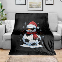 Christmas Soccer Snowman Throw Blanket Snowflakes Holiday Sports Xmas Pajamas Red Santa Hat - Wonder Print Shop