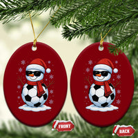 Christmas Soccer Snowman Ceramic Ornament Snowflakes Holiday Sports Xmas Pajamas Red Santa Hat - Wonder Print Shop