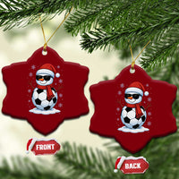 Christmas Soccer Snowman Ceramic Ornament Snowflakes Holiday Sports Xmas Pajamas Red Santa Hat - Wonder Print Shop