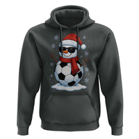 Christmas Soccer Snowman Hoodie Snowflakes Holiday Sports Xmas Pajamas Red Santa Hat - Wonder Print Shop