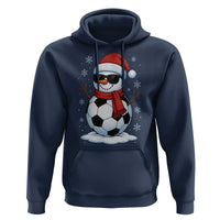 Christmas Soccer Snowman Hoodie Snowflakes Holiday Sports Xmas Pajamas Red Santa Hat - Wonder Print Shop