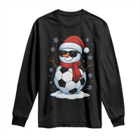 Christmas Soccer Snowman Long Sleeve Shirt Snowflakes Holiday Sports Xmas Pajamas Red Santa Hat - Wonder Print Shop
