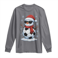 Christmas Soccer Snowman Long Sleeve Shirt Snowflakes Holiday Sports Xmas Pajamas Red Santa Hat - Wonder Print Shop