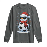 Christmas Soccer Snowman Long Sleeve Shirt Snowflakes Holiday Sports Xmas Pajamas Red Santa Hat - Wonder Print Shop