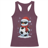 Christmas Soccer Snowman Racerback Tank Top Snowflakes Holiday Sports Xmas Pajamas Red Santa Hat - Wonder Print Shop