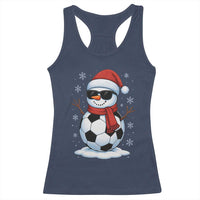 Christmas Soccer Snowman Racerback Tank Top Snowflakes Holiday Sports Xmas Pajamas Red Santa Hat - Wonder Print Shop