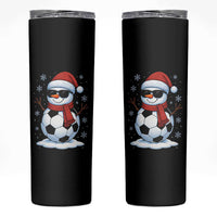 Christmas Soccer Snowman Skinny Tumbler Snowflakes Holiday Sports Xmas Pajamas Red Santa Hat - Wonder Print Shop