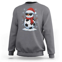 Christmas Soccer Snowman Sweatshirt Snowflakes Holiday Sports Xmas Pajamas Red Santa Hat - Wonder Print Shop