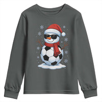 Christmas Soccer Snowman Youth Sweatshirt Snowflakes Holiday Sports Xmas Pajamas Red Santa Hat - Wonder Print Shop