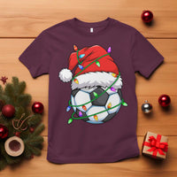 Soccer Christmas T Shirt Santa Hat Sports Xmas Pajamas - Wonder Print Shop