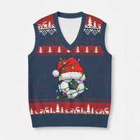 Soccer Xmas V-Neck Knit Sweater Vest Santa Hat Sports Xmas Pajamas - Wonder Print Shop