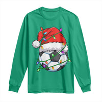 Soccer Christmas Long Sleeve Shirt Santa Hat Sports Xmas Pajamas - Wonder Print Shop