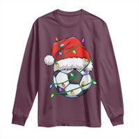 Soccer Christmas Long Sleeve Shirt Santa Hat Sports Xmas Pajamas - Wonder Print Shop