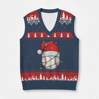Xmas Baseball V-Neck Knit Sweater Vest Santa Hat Sports Men Boys Xmas Pajamas - Wonder Print Shop