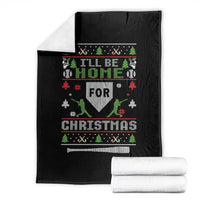 Baseball Ugly Christmas Throw Blanket I'll Be Home For Xmas - Wonder Print Shop