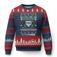 Baseball Ugly Xmas Ugly Christmas Sweater I'll Be Home For Xmas - Wonder Print Shop