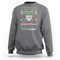 Baseball Ugly Christmas Sweatshirt I'll Be Home For Xmas - Wonder Print Shop