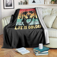 Golden Retriever Dog Throw Blanket Life is Golden Retro Vintage - Wonder Print Shop