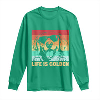 Golden Retriever Dog Long Sleeve Shirt Life is Golden Retro Vintage - Wonder Print Shop