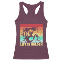 Golden Retriever Dog Racerback Tank Top Life is Golden Retro Vintage - Wonder Print Shop