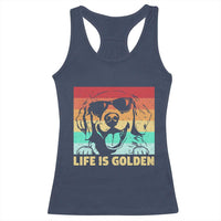 Golden Retriever Dog Racerback Tank Top Life is Golden Retro Vintage - Wonder Print Shop