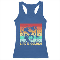Golden Retriever Dog Racerback Tank Top Life is Golden Retro Vintage - Wonder Print Shop