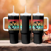 Golden Retriever Dog Tumbler With Handle Life is Golden Retro Vintage - Wonder Print Shop