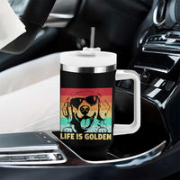 Golden Retriever Dog Tumbler With Handle Life is Golden Retro Vintage - Wonder Print Shop