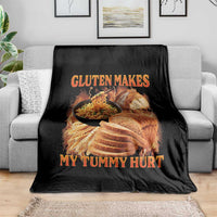 Funny Gluten Free Throw Blanket Gluten Makes My Tummy Hurt Vintage Bootleg Graphic