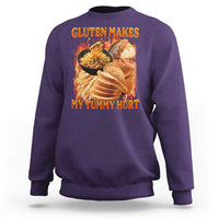 Funny Gluten Free Sweatshirt Gluten Makes My Tummy Hurt Vintage Bootleg Graphic