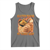 Funny Gluten Free Tank Top Gluten Makes My Tummy Hurt Vintage Bootleg Graphic