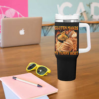 Funny Gluten Free Tumbler With Handle Gluten Makes My Tummy Hurt Vintage Bootleg Graphic