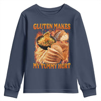 Funny Gluten Free Youth Sweatshirt Gluten Makes My Tummy Hurt Vintage Bootleg Graphic